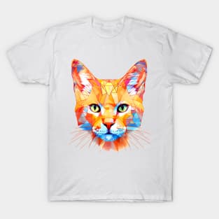 Geometric Cat No. 2: Light Background (on a no fill background) T-Shirt